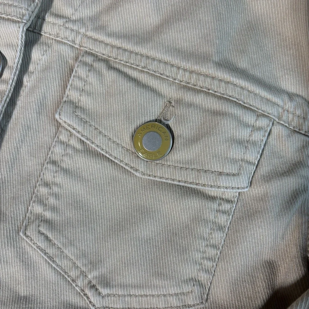 American Eagle Cropped Jacket Womens  XL (Fits Medium) Tan Denim Y2K Casual Fit‎